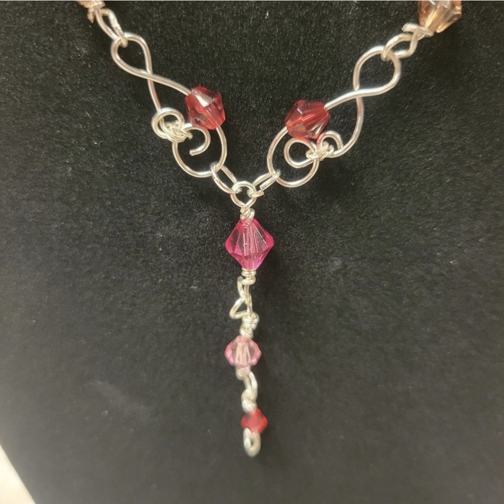 Hand Crafted Silver and Pink Stone Beautiful Necklace